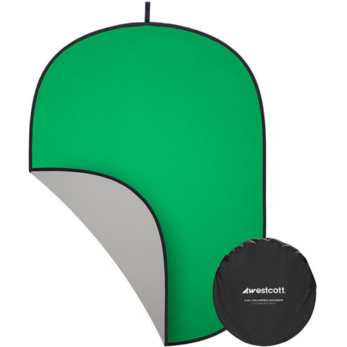 Westcott Collapsible Backdrop (Chroma Green/Grey, 5 x 6.5') - Open Box