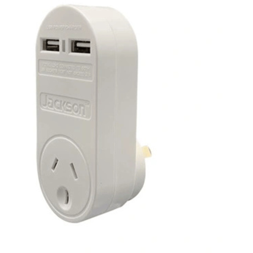 Jackson PT1-USB Single Plug USB Wall Charger - 2x USB Charging Outlets
