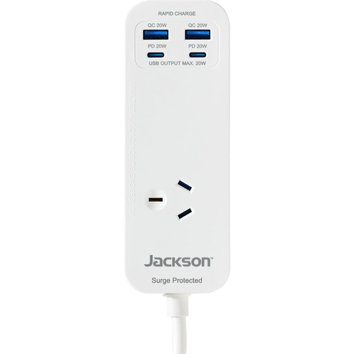 Jackson Rapid Charge PD20W USB-C & USB-A Portable Powerboard (White)