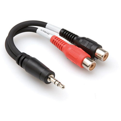 Hosa YRA-154 Stereo 3.5mm Mini Phone Male to 2 RCA Female Y-Cable - 6"