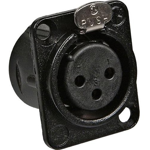 Neutrik NC3FDLB1 Three-Pin Female Chassis-Mount XLR Connector- Black/Gold