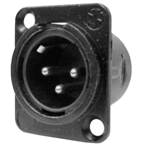 Neutrik NC3MDLB1 Three-Pin Male Chassis-Mount XLR Connector- Black