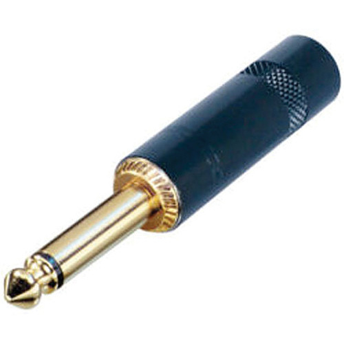 Rean Mono 2-Pole 1/4" Phone Plug (Black Handle, Gold-Plated Contacts)