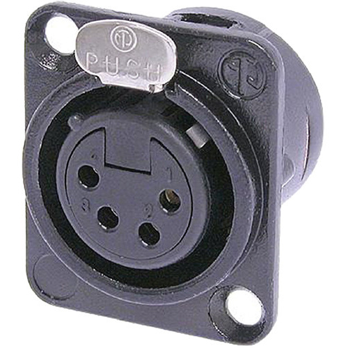 Neutrik NC4FD-LX-B Female 4-pin Connector with Solder Terminals & Latch