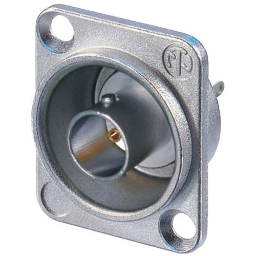 Neutrik Grounded BNC Chassis Connector in D-Shape Housing (Nickel)