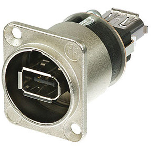 Neutrik FireWire 6 Feed-Through Adapter in D-Shape Nickel Housing