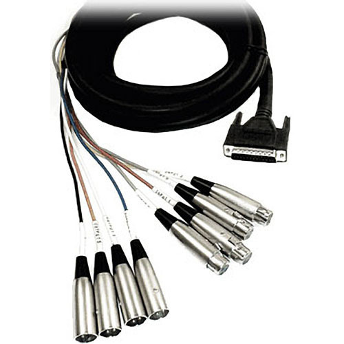 Hosa AES-803T AES/EBU Snake - DB25 Connector to 4x XLR3M and 4x XLR3F - (3m)