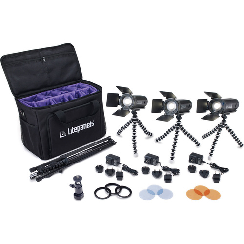 Litepanels Caliber LED Fresnel 3-Light Kit with Soft Case