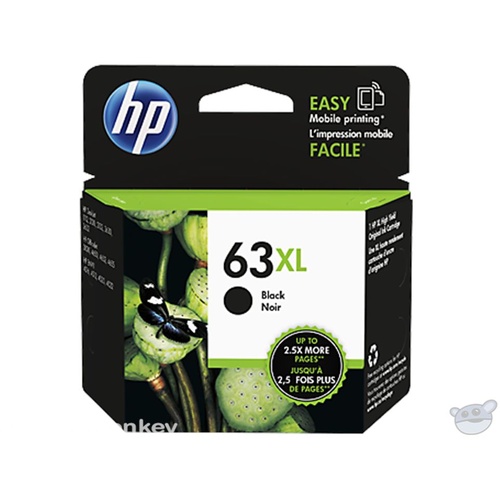 HP 63XL High Yield Black Original Ink Cartridge (F6U64AA)