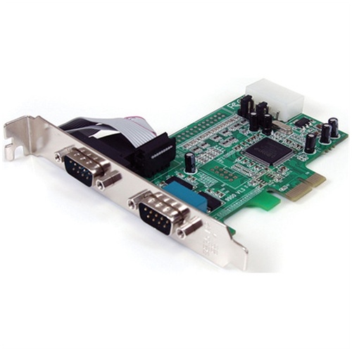 StarTech 2-Port RS-232 Serial PCIe Adapter Card with 16550 UART (Green)