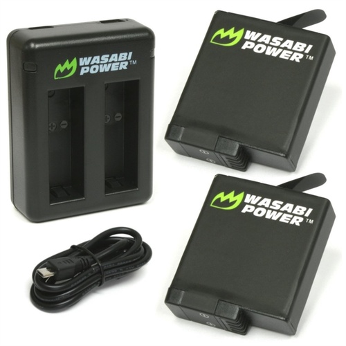 Wasabi Power Battery (2-Pack) and Dual Charger for GoPro HERO 5, HERO5 Black & HERO6