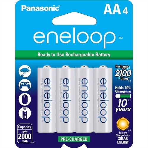 Panasonic Eneloop AA Rechargeable Ni-MH Batteries (2000 mAh, 4 Pack)