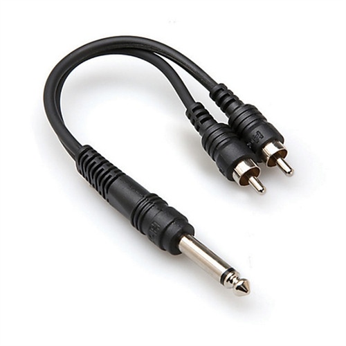Hosa YPR-124 Mono 1/4" Male to 2 RCA Male Y-Cable - 6"