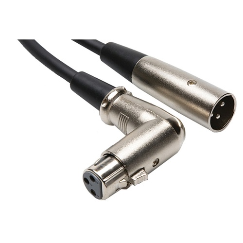 Hosa XFF-110 3-Pin XLR Male to XLR Angled Female Balanced Interconnect Cable - 10'