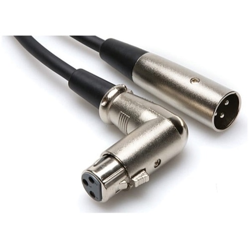 Hosa XFF-103 3-Pin XLR Male to XLR Angled Female Balanced Interconnect Cable - 3'