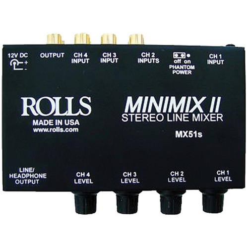 Rolls MX51s Mini-Mix 2 Four-Channel RCA Mixer