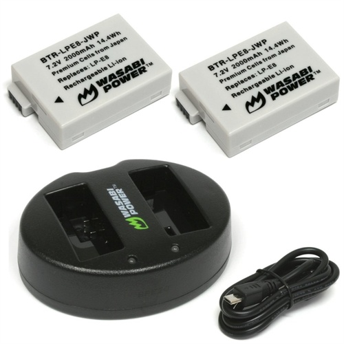 Wasabi Power Battery and Dual USB Charger for Canon LP-E8 (2-Pack)