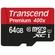 Transcend 64GB microSDXC Memory Card Premium 400x Class 10 UHS-I with microSD Adapter