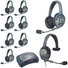 Eartec Ultralite Hub 9 Person System with 8 Double and 1 Max4G Single Headset