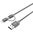 UNITEK 1m 2-in-1 USB-A to Micro USB & Lightning Adaptor Cable (Space Grey)
