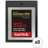 SanDisk 512GB Extreme PRO CFexpress Card Type B (3-Pack)