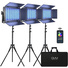 GVM 1500D RGB LED Studio Video Light Bi-Colour Soft 3-Light Panel Kit