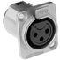 Amphenol AC Series 3 Pin XLR Chassis Connector (Tin Plating, Female, Silver)