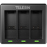 TELESIN 3 Slots Battery Charger With 2 Pcs Full Decoded Batteries Set For Gopro Hero 9/10/11/12