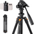 K&F Concept KF09.115 Lightweight Video Travel Tripod with Smartphone Clamp