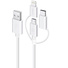 Alogic 3-in-1 USB to Micro USB/Lightning/USB-C Cable (White, 30cm)