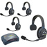 Eartec HUB4S UltraLITE & HUB 4 person system w/ 4 Single Headsets, batteries, charger & case