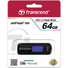 Transcend 64GB JetFlash 500 USB 2.0 Flash Drive (Black, Navy Blue Slider)