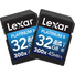 Lexar 32GB Platinum II UHS-I 300x SDHC Memory Card (Class 10, 2-Pack)