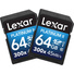 Lexar 64GB Platinum II UHS-I 300x SDXC Memory Card (Class 10, 2-Pack)
