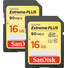 SanDisk 16GB Extreme Plus UHS-I SDHC Memory Card (Class 10, 2-pack)