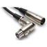 Hosa XFF-103 3-Pin XLR Male to XLR Angled Female Balanced Interconnect Cable - 3'