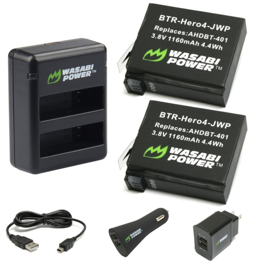 Wasabi Power Battery & Dual Charger for GoPro Hero4 (2-Pack)