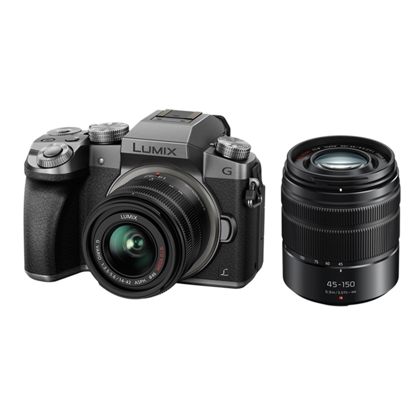 Panasonic Lumix DMC-G7 Mirrorless Digital Camera with 14-42mm and 45-150mm Kit (Silver Body)