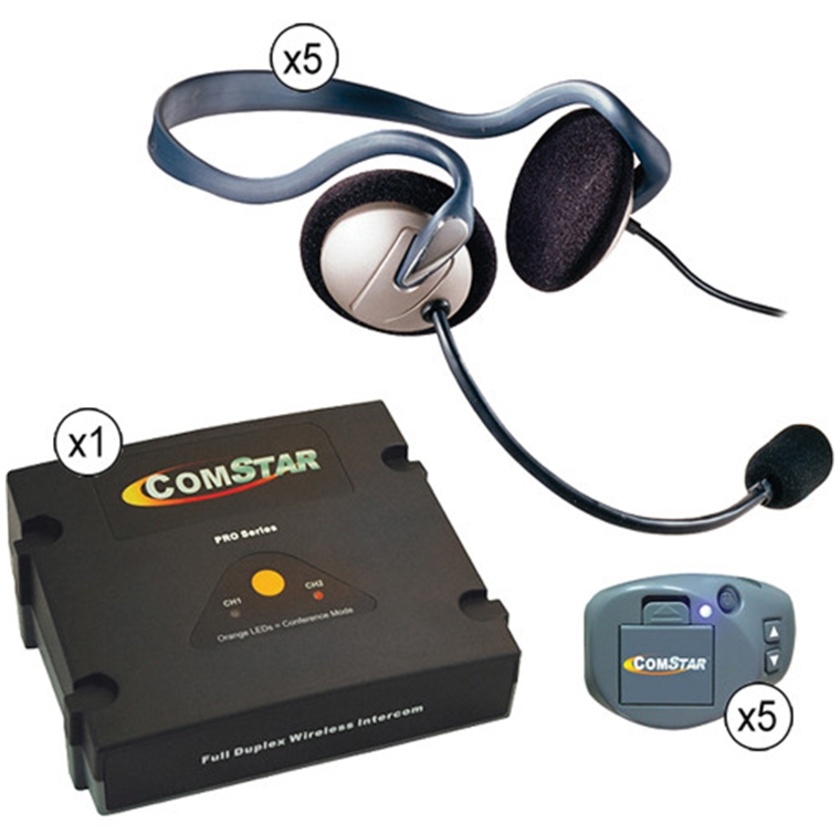 Eartec Comstar XT Full Duplex Wireless System with Monarch Headsets (5 User)