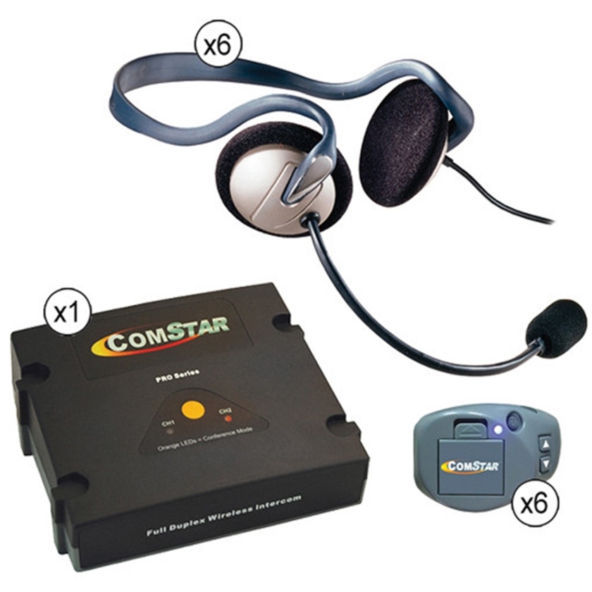 Eartec CPKMON-6 Comstar XT Full Duplex Wireless System with Monarch Headsets (6 User)