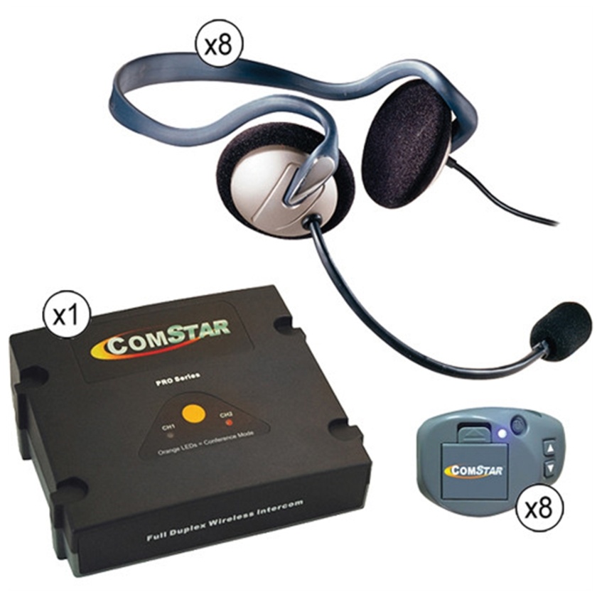 Eartec Comstar XT Full Duplex Wireless System with Monarch Headsets (8 User)
