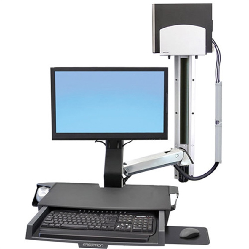 Ergotron StyleView Sit-Stand Combo System with Work Surface (Polished Aluminum)