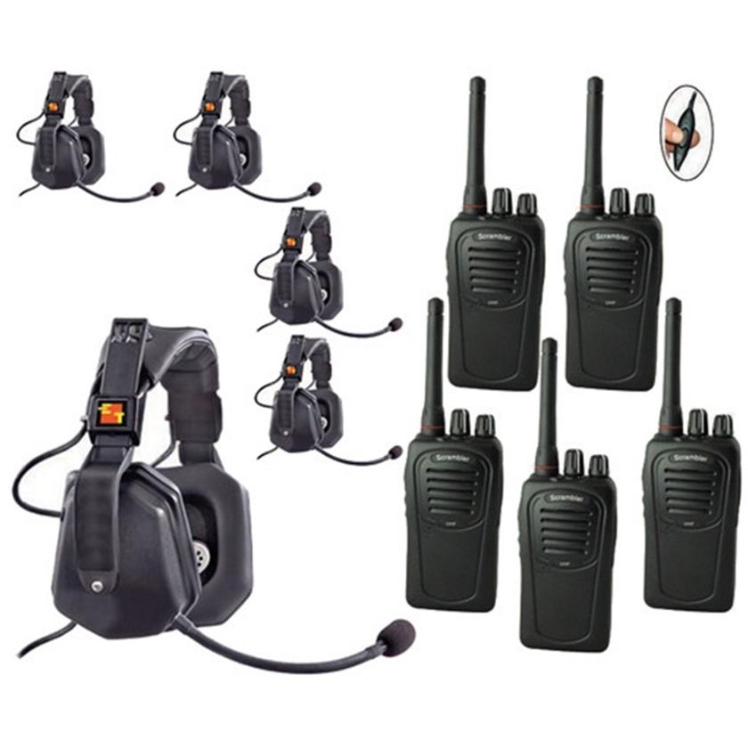 Eartec 5-User SC-1000 Two-Way Radio with Ultra Double Inline PTT Headsets