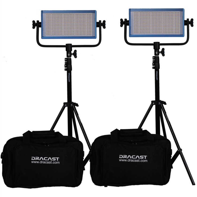 Dracast LED500 Pro Bi-Color LED 2-Light Kit with V-Mount Battery Plates and Stands