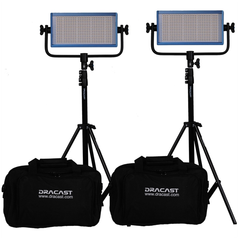 Dracast LED500 Pro Daylight LED 2-Light Kit with V-Mount Battery Plates and Stands