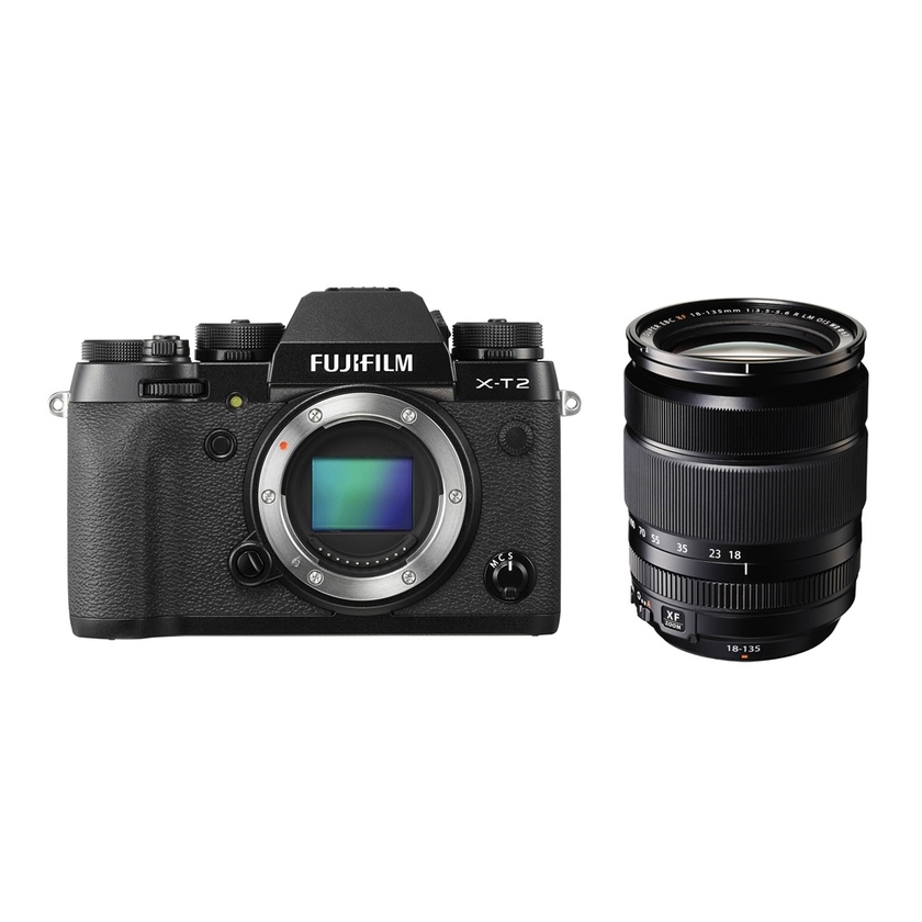 Fujifilm X-T2 Mirrorless Digital Camera with XF 18-135mm F3.5-5.6 R LM OIS WR Lens (Black)