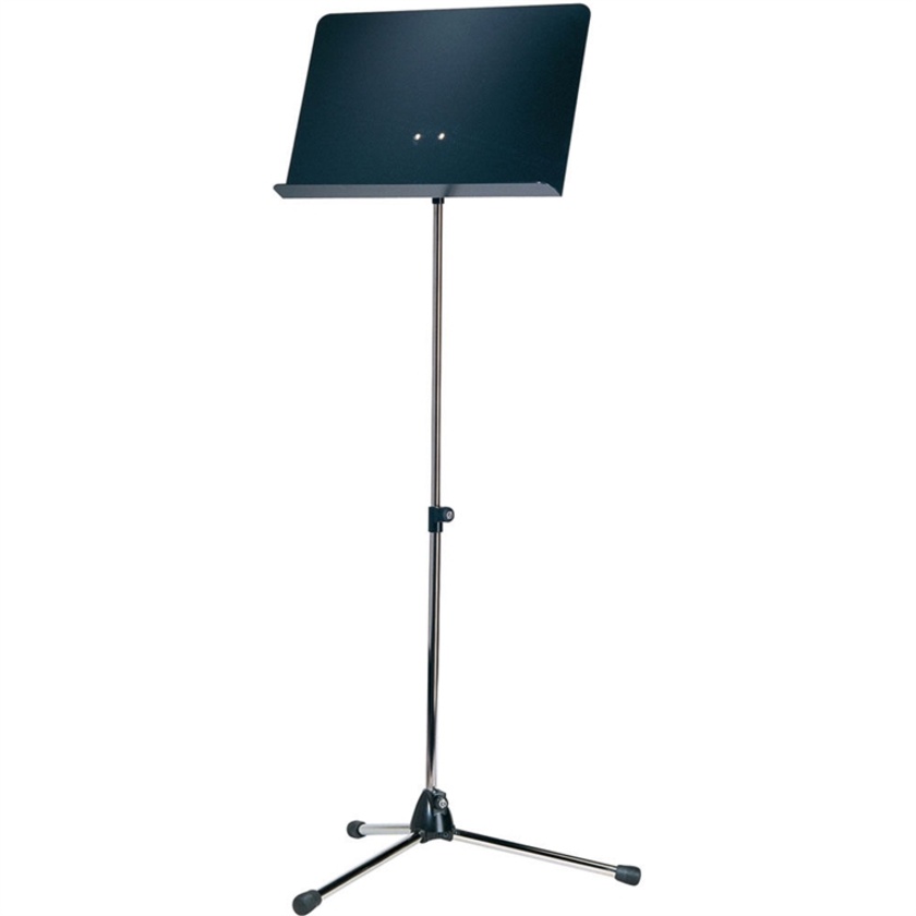 K&M Orchestra Nickel Music Stand with Black Aluminum Desk
