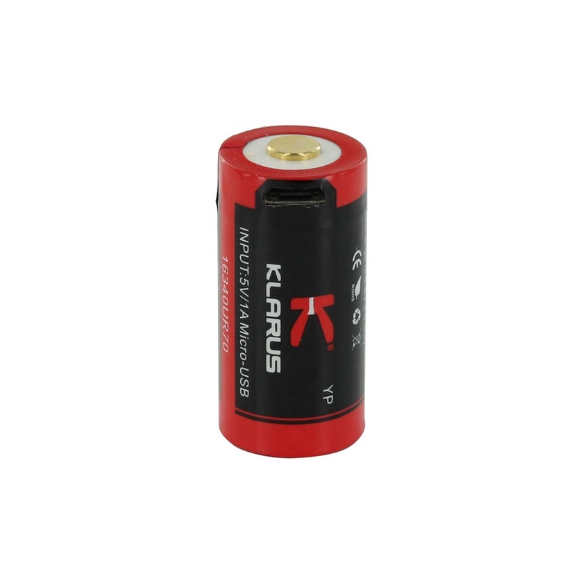 Klarus 16340 Li-ion Battery with Micro-USB Charging (700mAh, 3.6V)