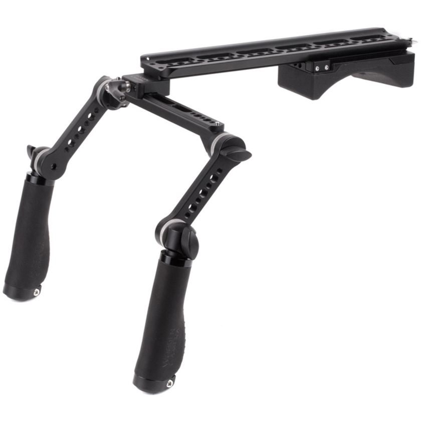 Wooden Camera Shoulder Rig v2 Mid with Short Rosette Arms & Handles (Black Leather)