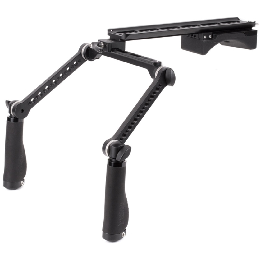 Wooden Camera Shoulder Rig v2 Premium with Rosette Arms & Handles (Black Leather)